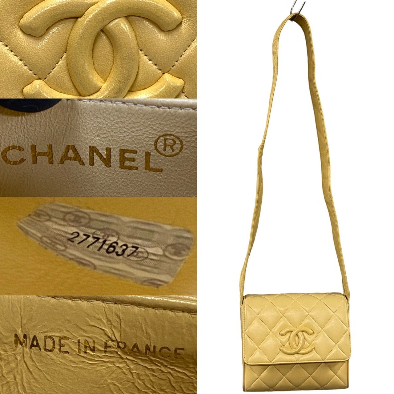 CHANEL Shoulder Bag lambskin beige COCO Mark Matrasse Women
