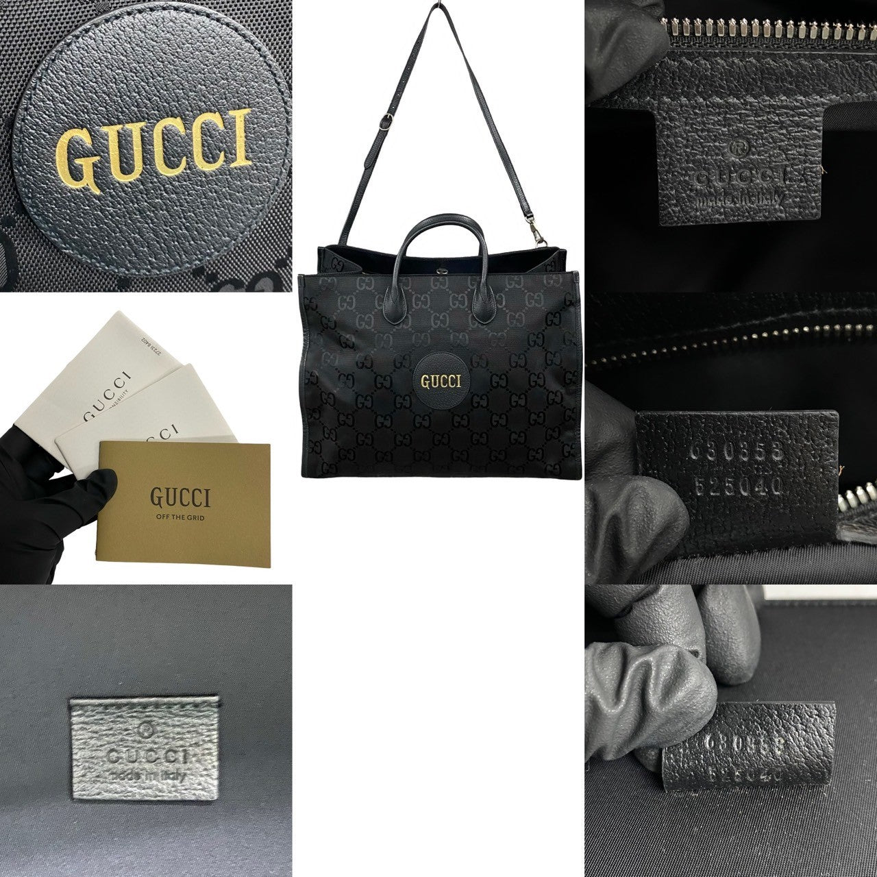 GUCCI Shoulder Bag Leather, Canvas black GG monogram Off the grid Women(Unisex)