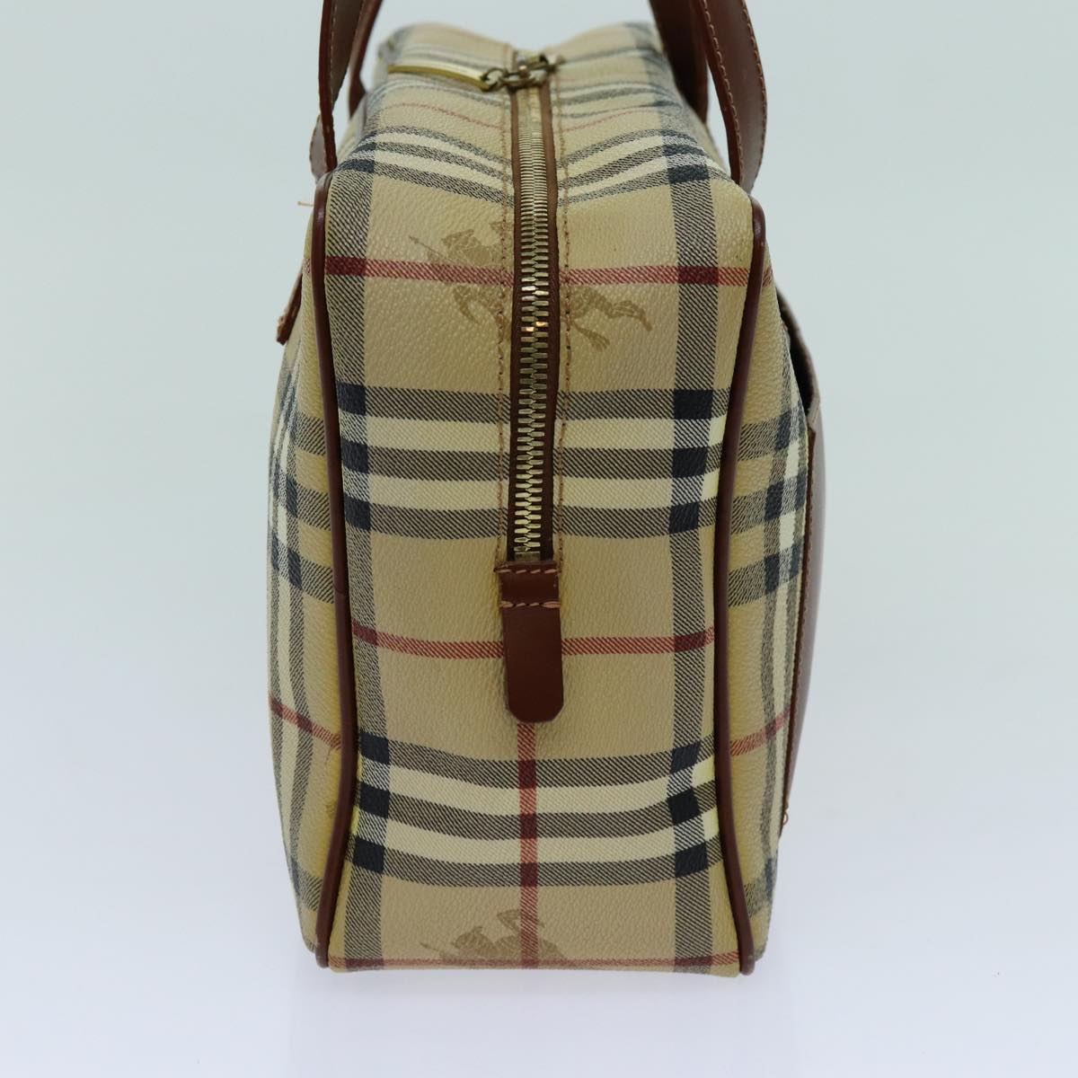 Luxury Burberry Nova Check Shoulder Bag PVC Leather Beige Auth 70347