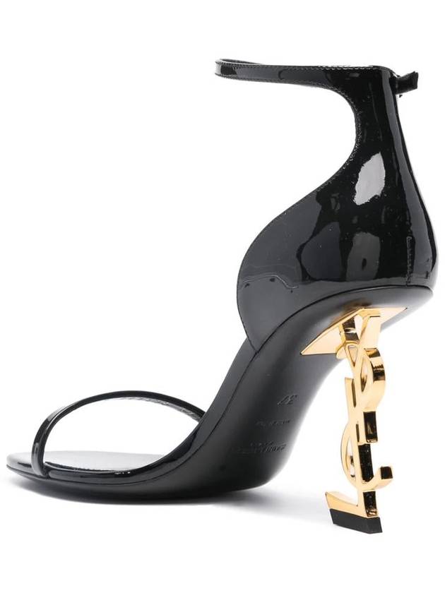 Luxury Saint Laurent Trending 2025 Opium Gold YSL Logo Open Toe Sandal Heels Black