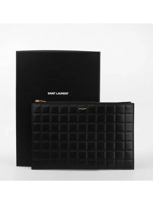 Luxury Saint Laurent Trending 2025 Quilted Leather Card Wallet Black