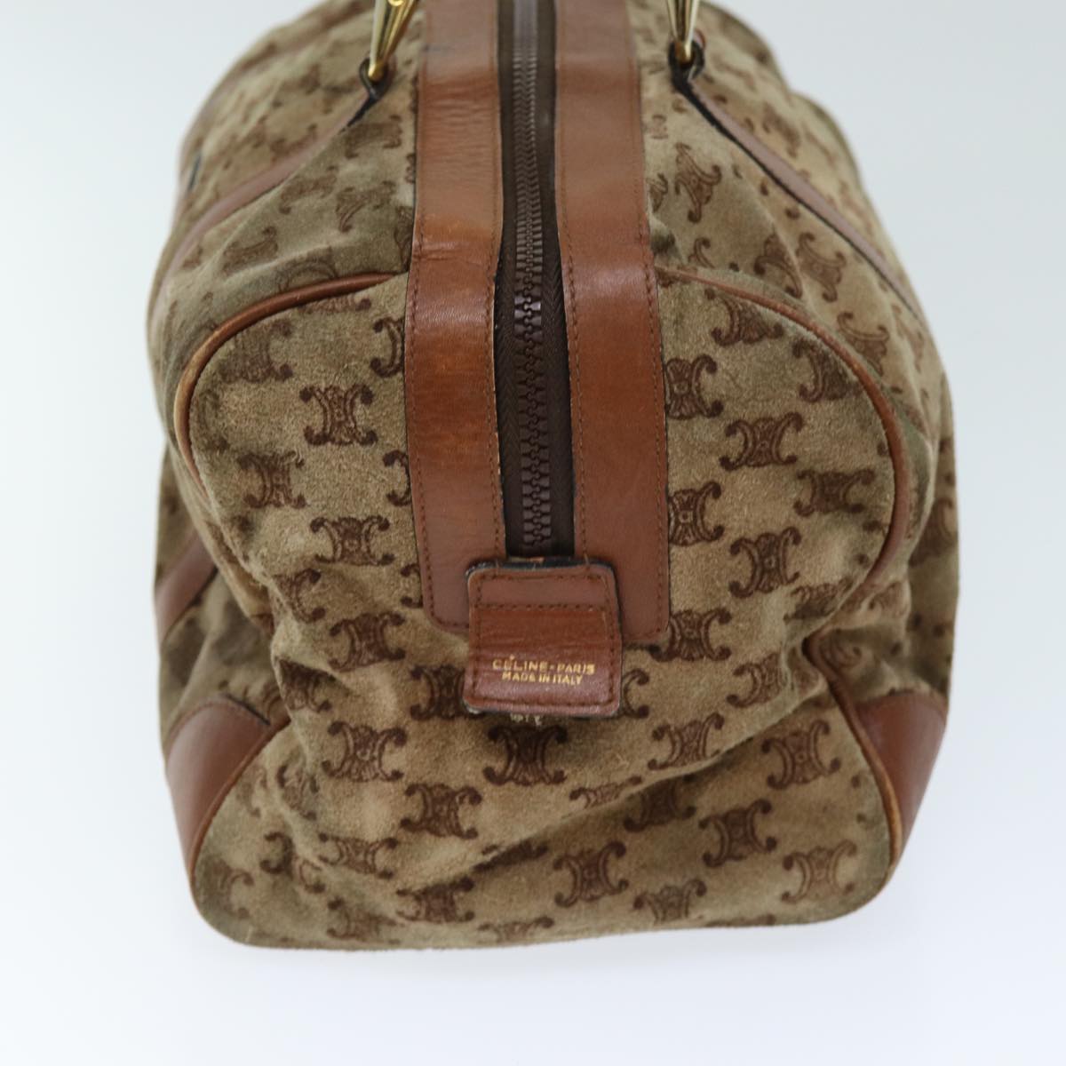 Luxury CELINE Macadam Canvas Boston Bag Beige 72834