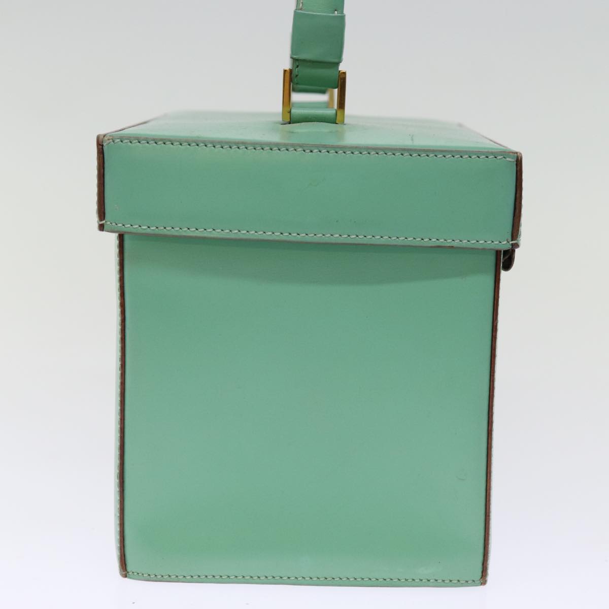 Luxury CELINE Vanity Cosmetic Pouch Leather Green Auth 74541