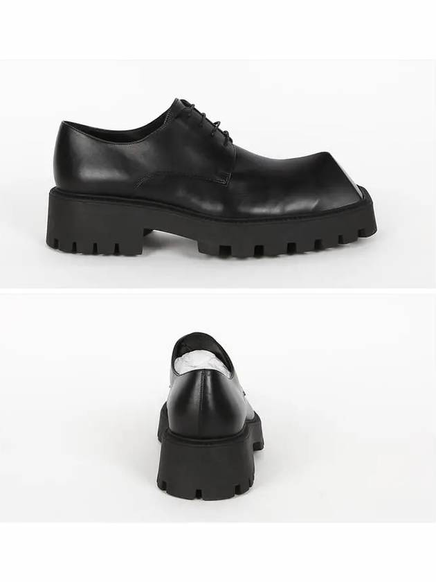 Luxury Balenciaga Trending 2026 Men's Rhino Square Toe Leather Derby Black