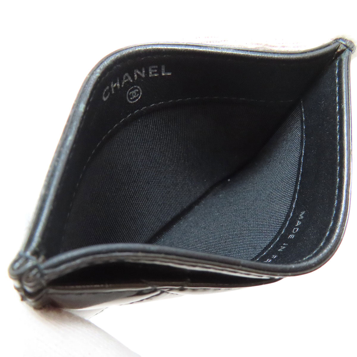 CHANEL Card Case Patent leather black Matelasse COCO Mark SilverMetal Women