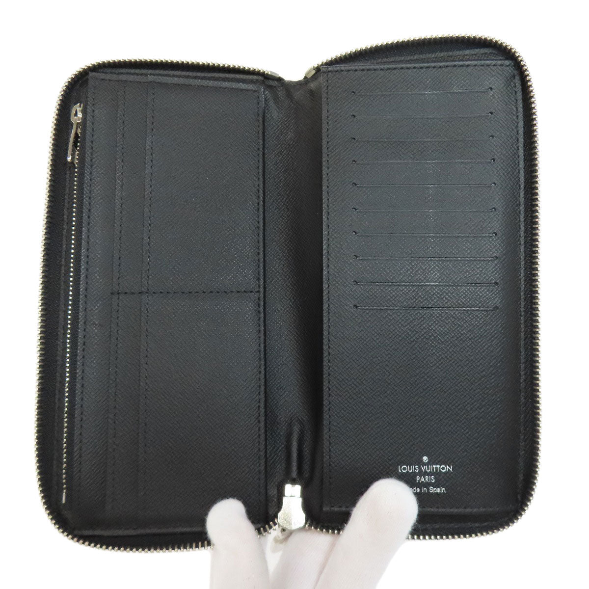 LOUIS VUITTON Long Wallet Purse Damier canvas black Zippy wallet Vertical Women