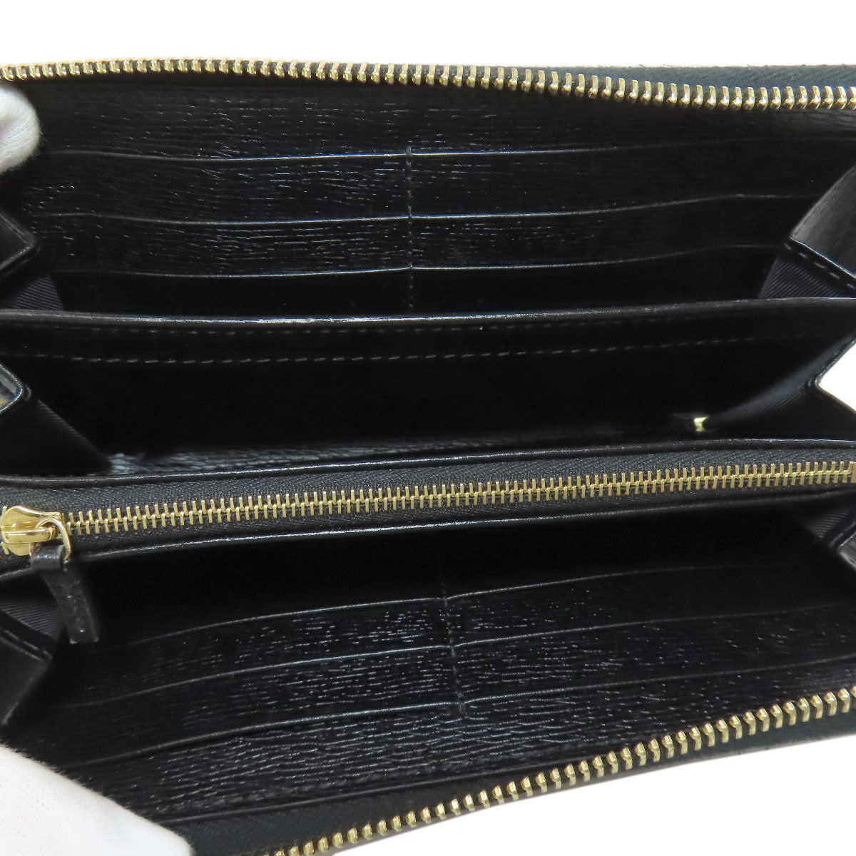 GUCCI Long Wallet Purse 772642 leather black logo Women