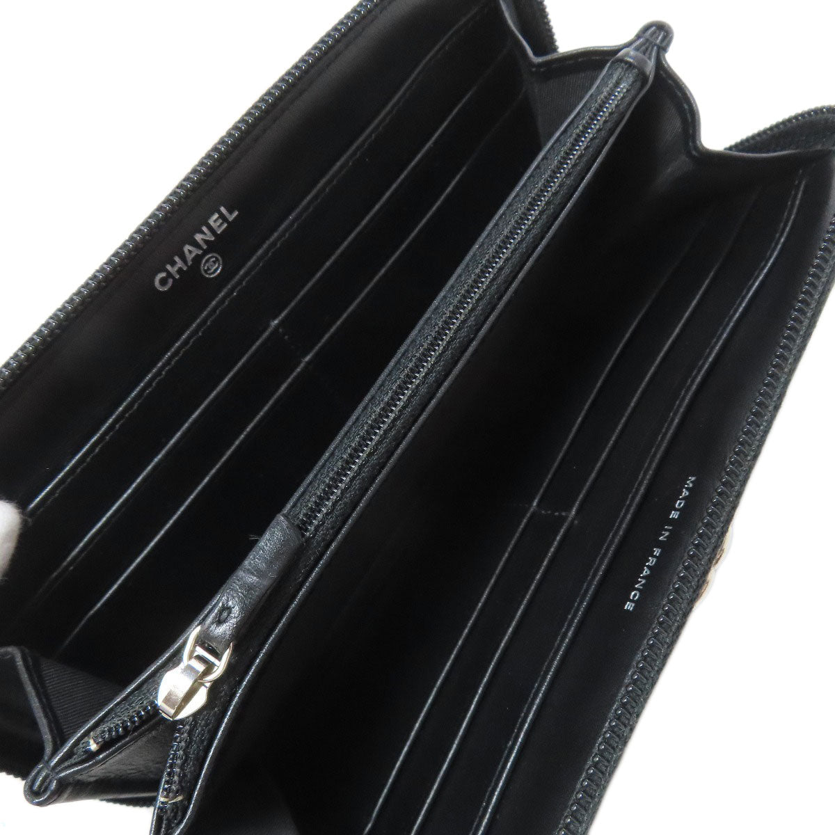 CHANEL Long Wallet Purse Calfskin black Boy chanel Women