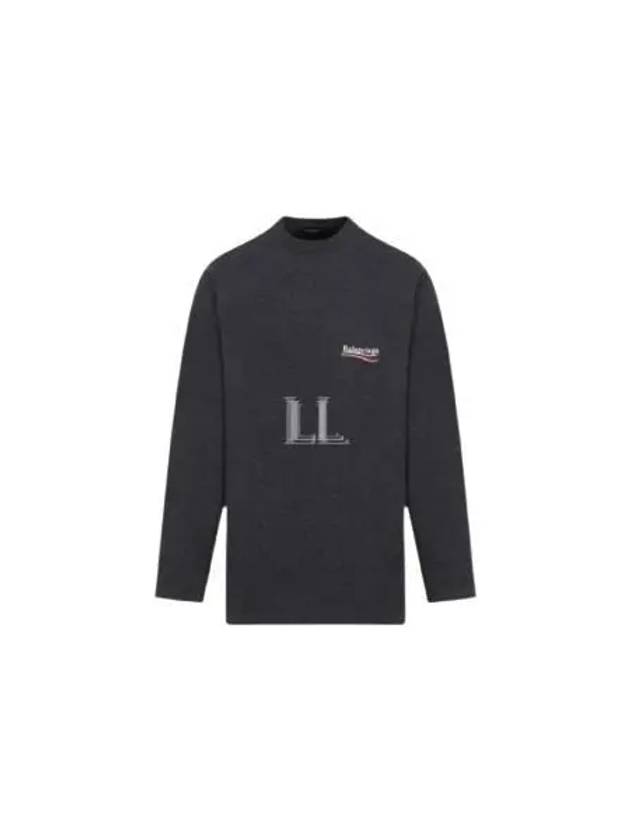 Luxury Balenciaga Trending 2026 Embroidered Logo Cotton Long Sleeve T-Shirt Grey