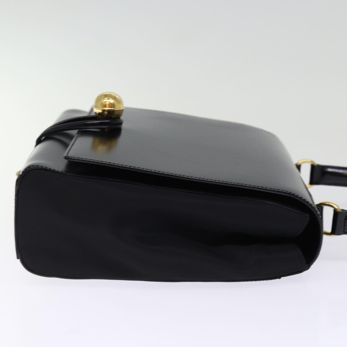 Luxury CELINE Hand Bag Patent leather 2way Black 76412