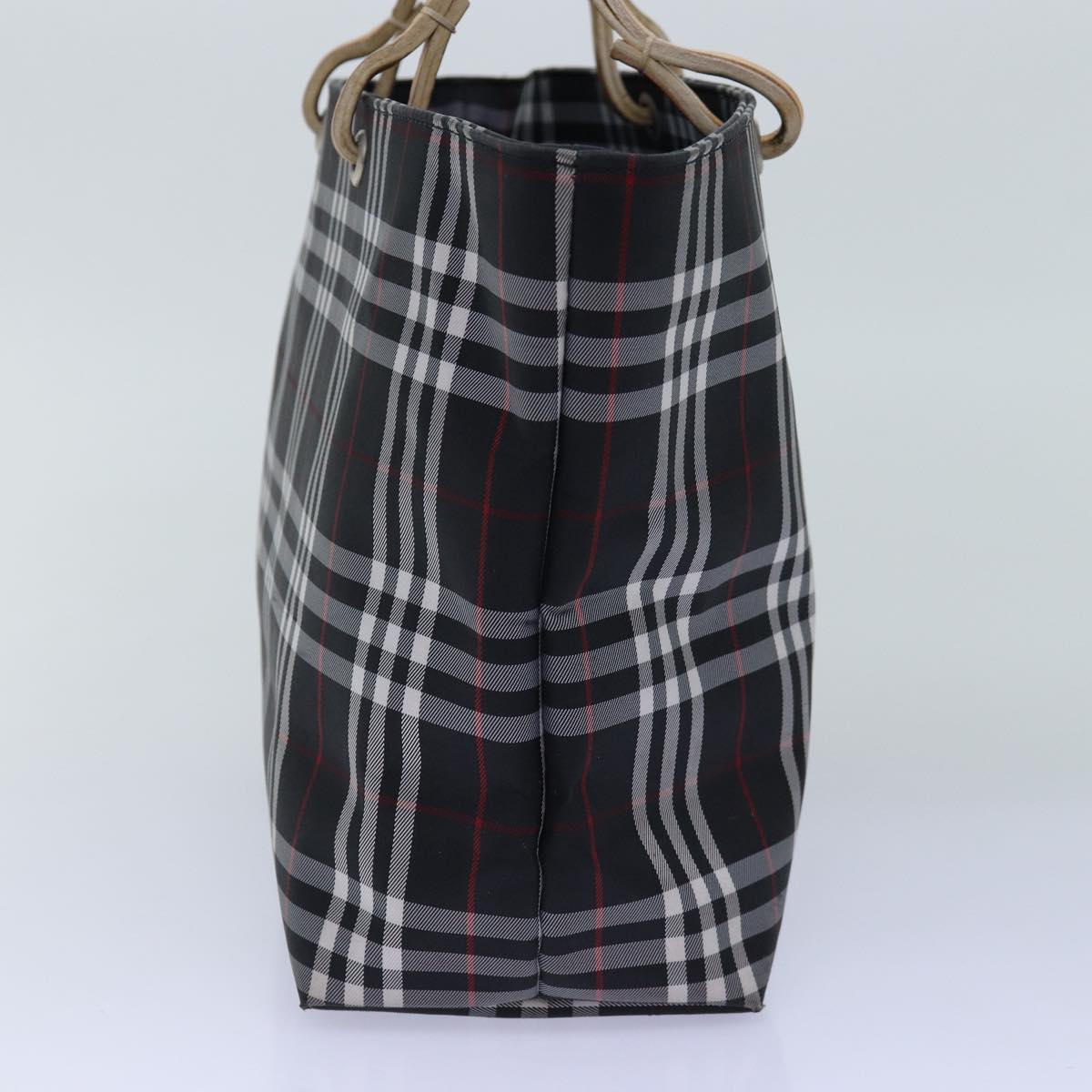 Luxury Burberry Nova Check Hand Bag Nylon Black Auth 76571