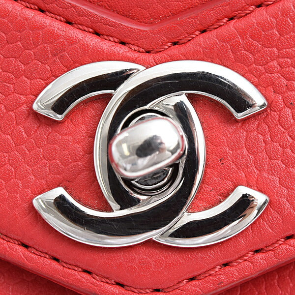 Chanel Caviar Skin Chevron V Stitch Chain Mini Shoulder Bag Classic Flap