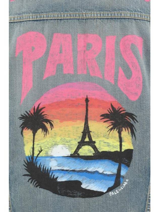 Luxury Balenciaga Trending 2026 Paris Tropical Denim Jacket Blue