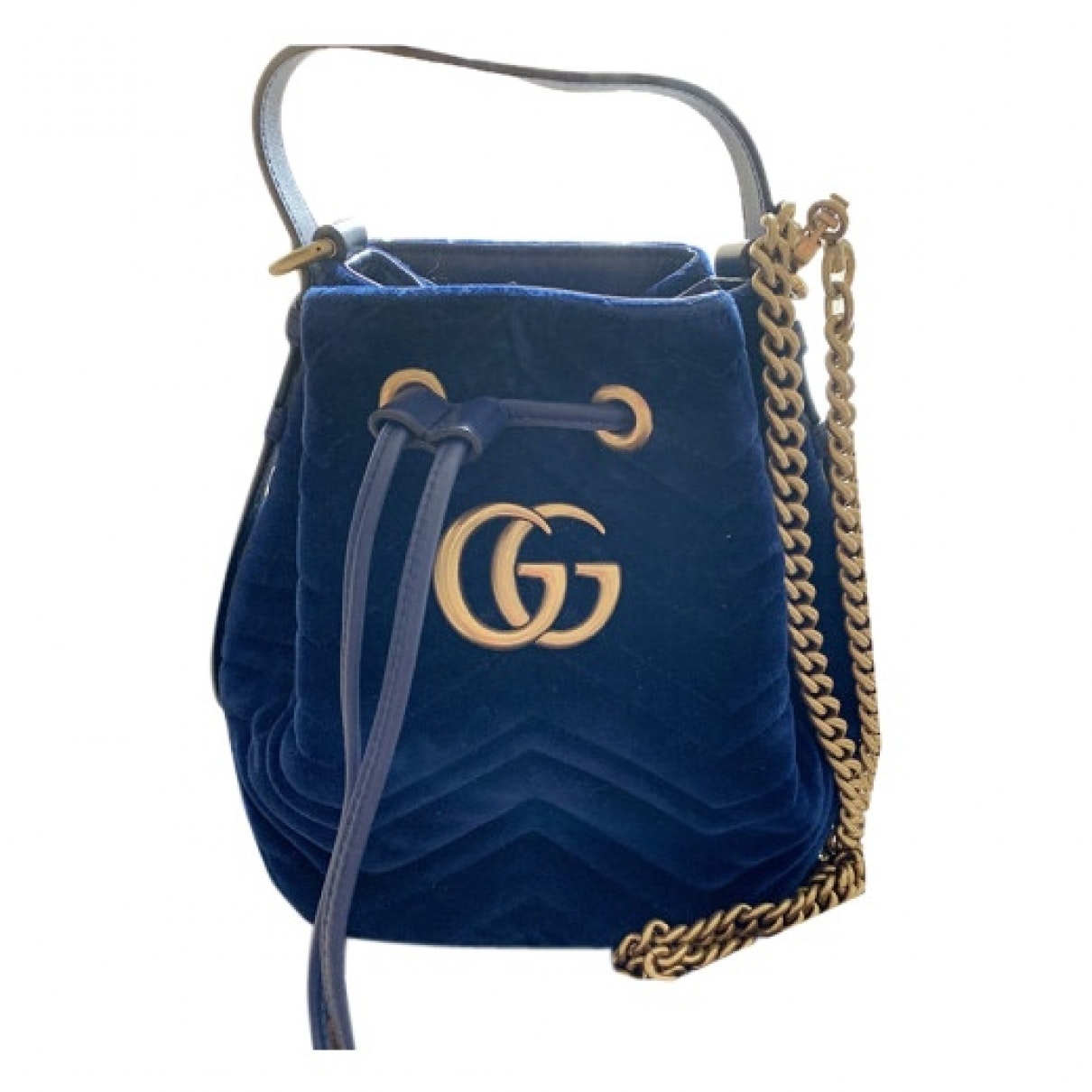 Gucci marmont blue velvet handbag