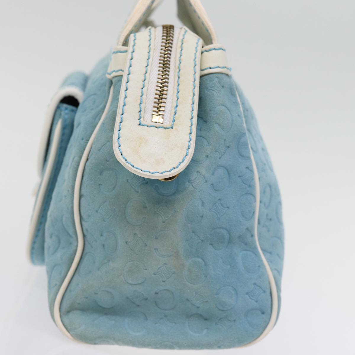 Luxury CELINE C Macadam Canvas Hand Bag Blue 76997