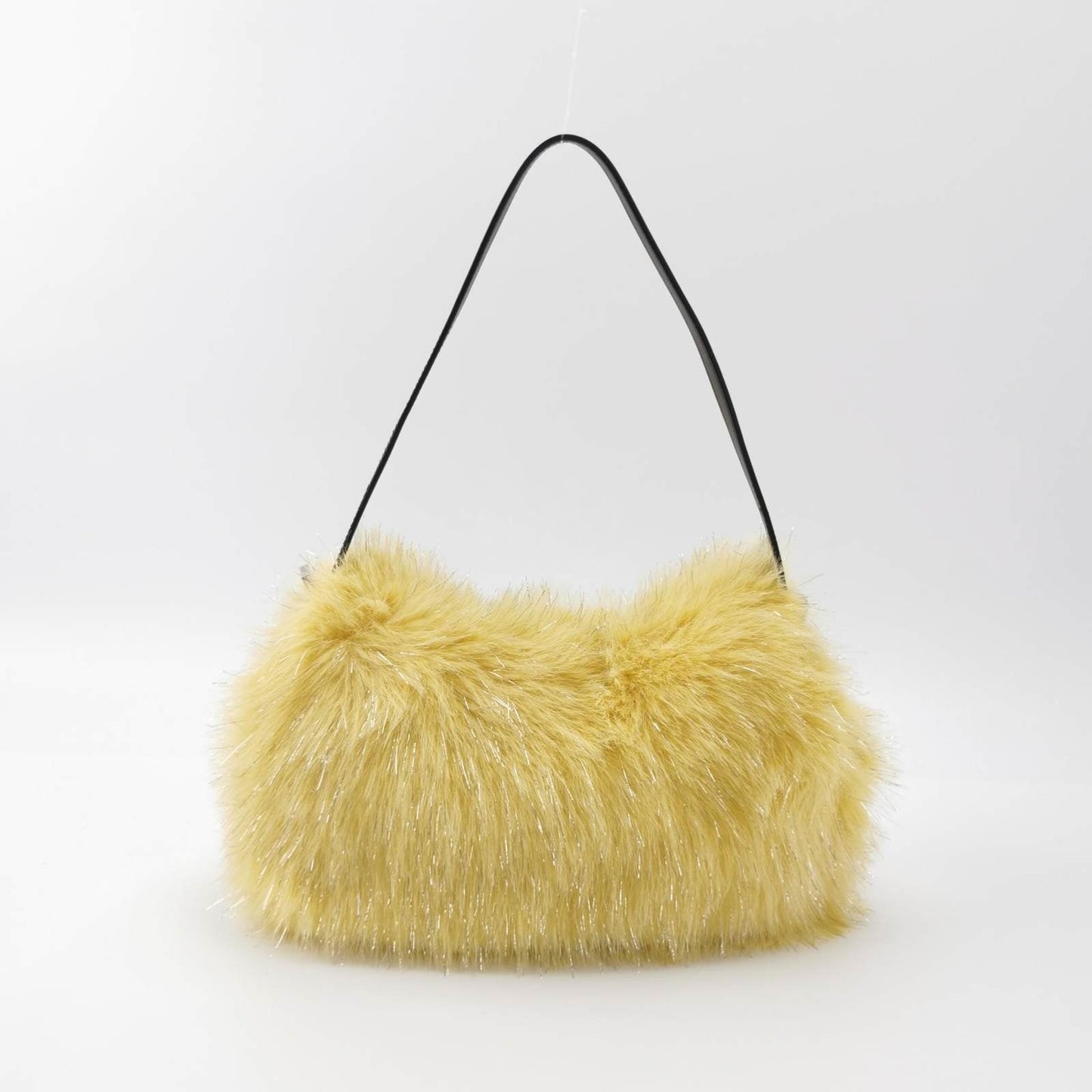 Fendi Baguette Yellow Furry Shoulder Bag