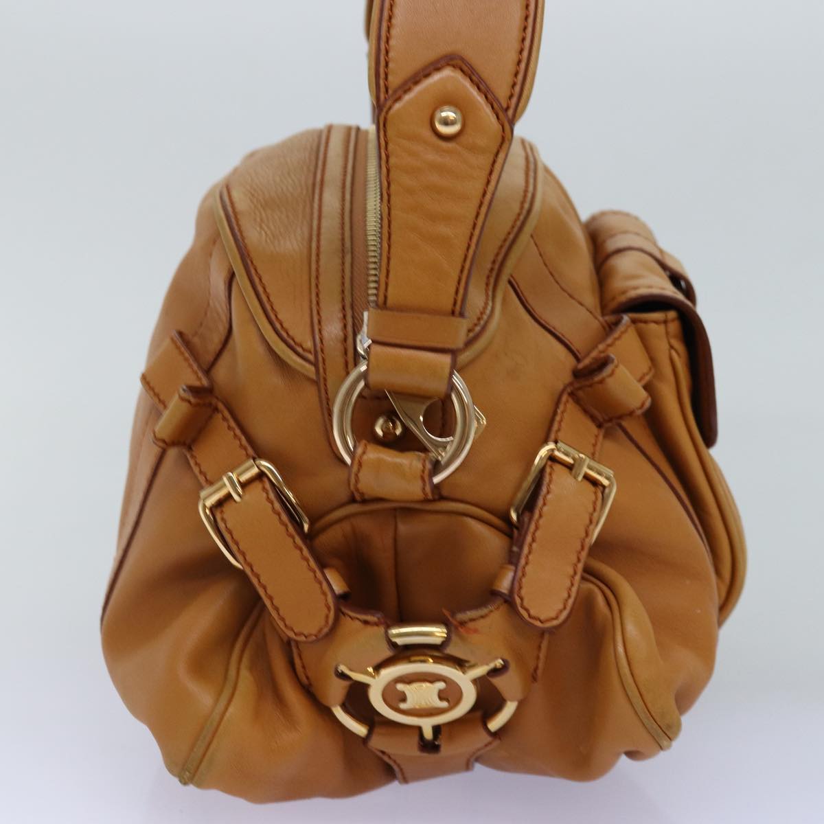 Luxury CELINE Shoulder Bag Leather Brown 77389