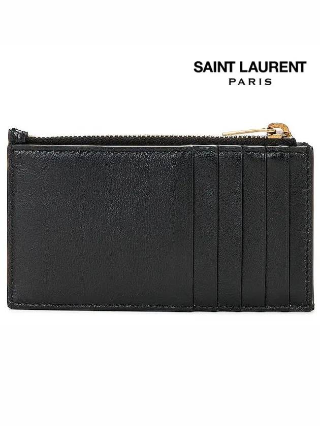 Luxury Saint Laurent Trending 2025 Cassandre Zipped Card Wallet Black