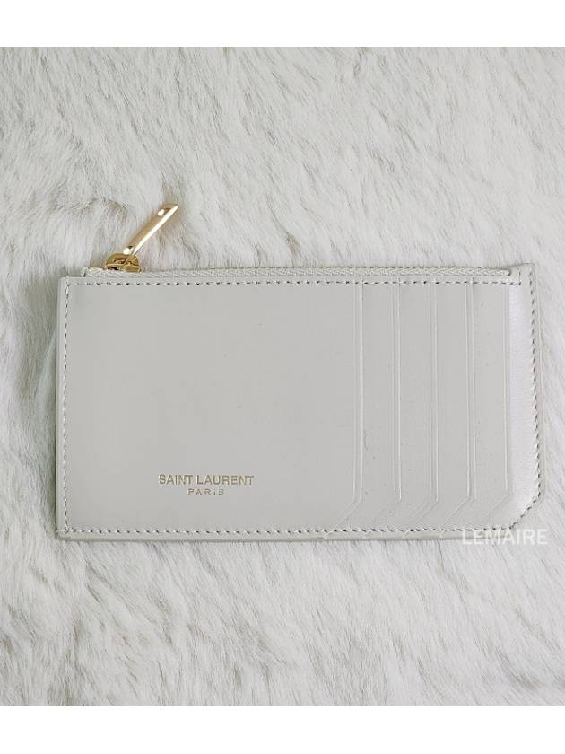 Luxury Saint Laurent Trending 2025 Fragment Zipper Card Wallet Blanc Vintage
