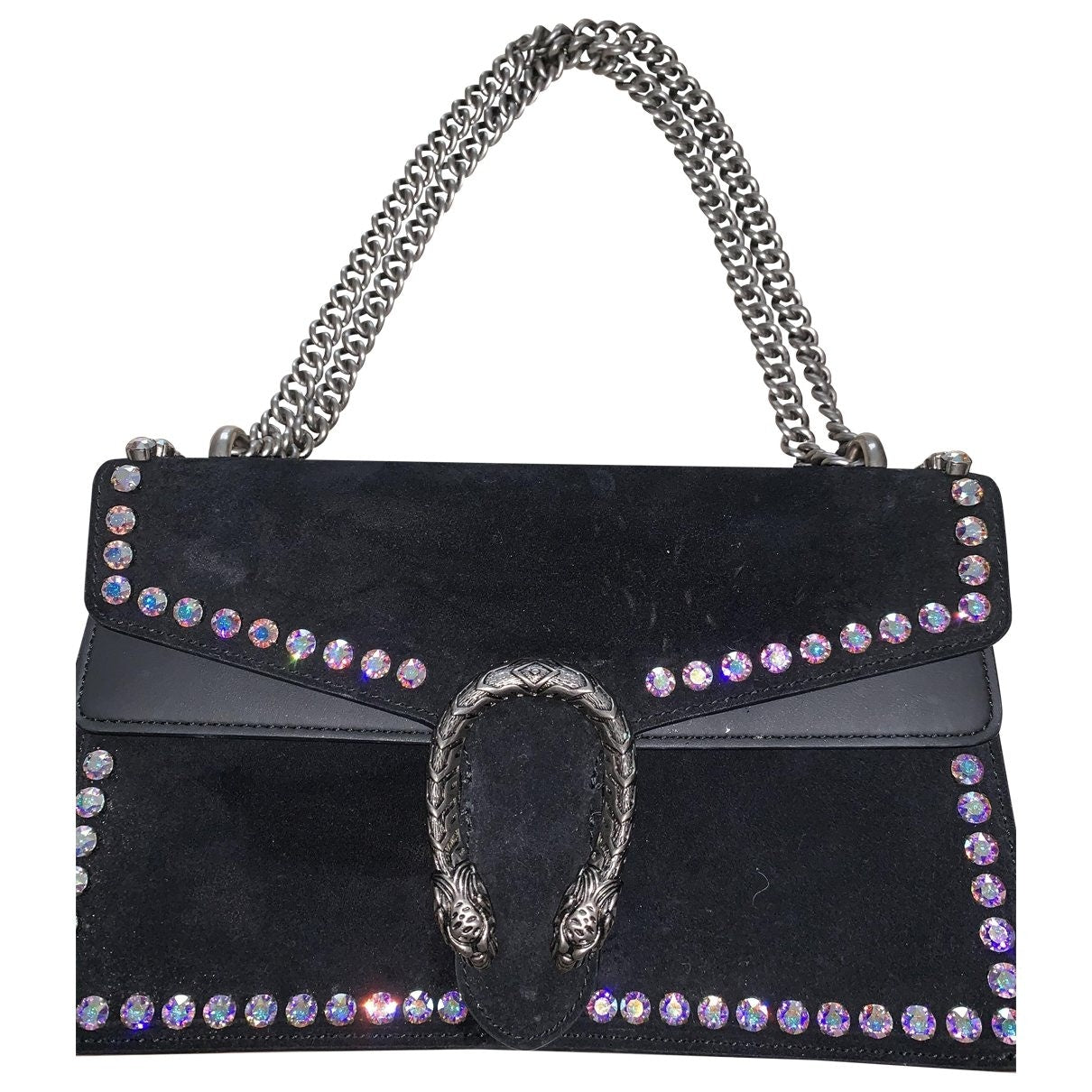 Gucci dionysus black suede handbag