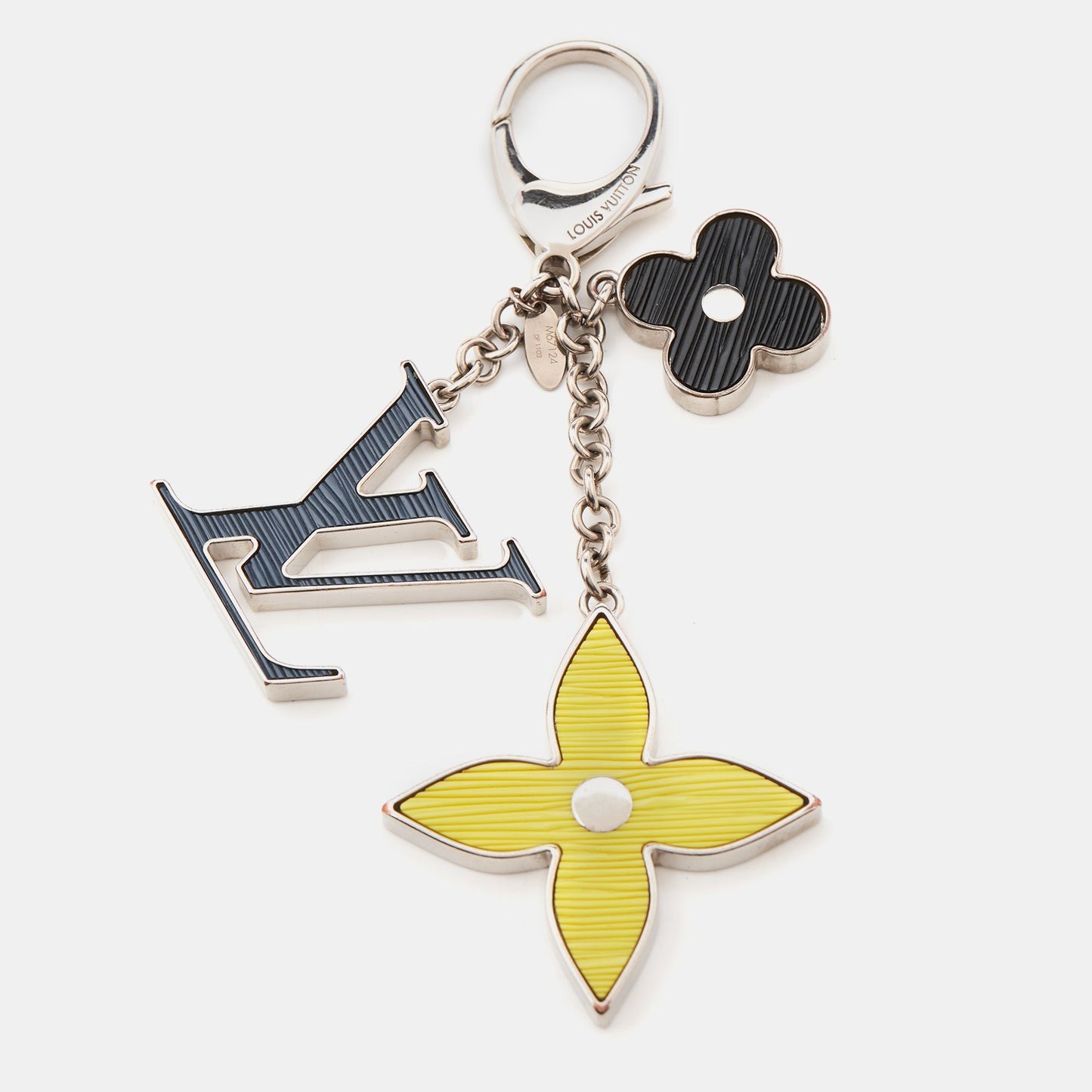 Louis Vuitton Fleur D'epi Silver Tone Bag Charm Tri-Color Key Chain