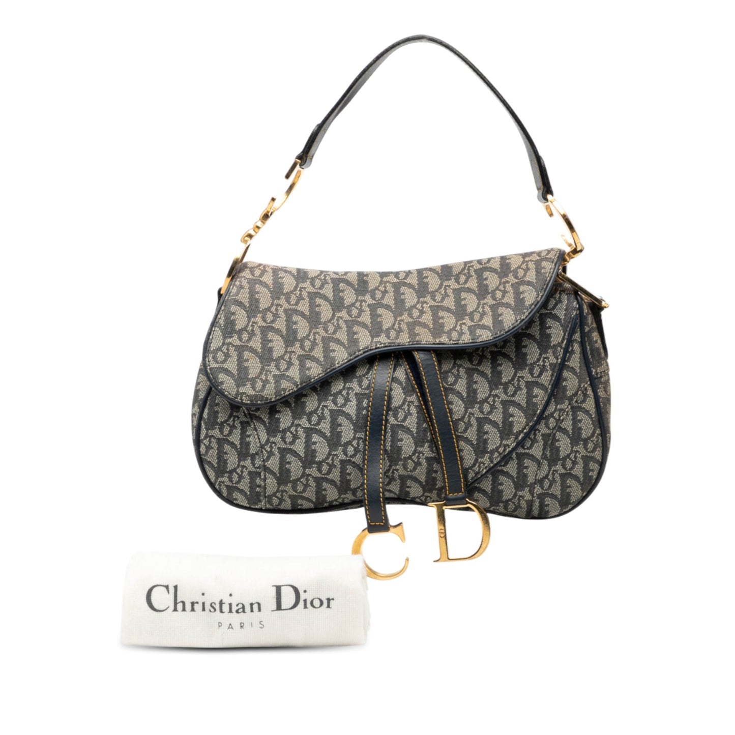 Blue Dior Diorissimo Canvas Double Saddle Bag
