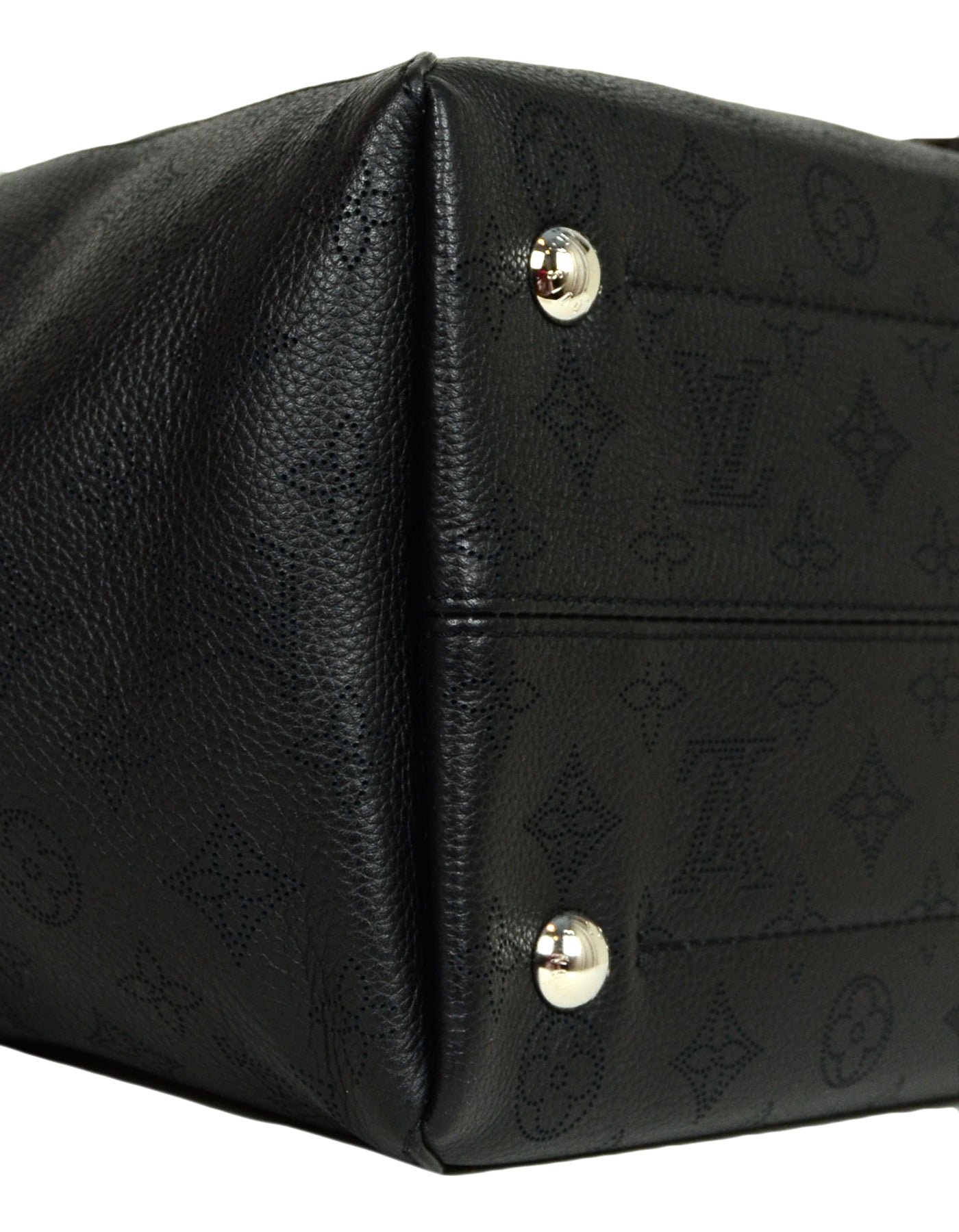 Louis Vuitton Black Mahina Leather Perforated Monogram Hina MM Bag