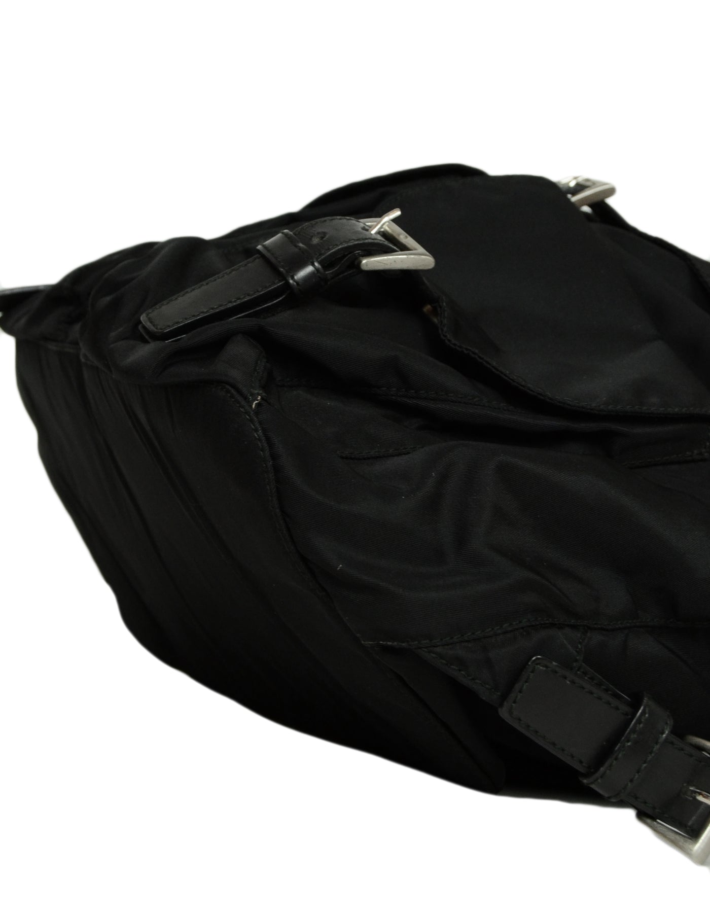 Prada Black Nylon Double Buckle Backpack Bag
