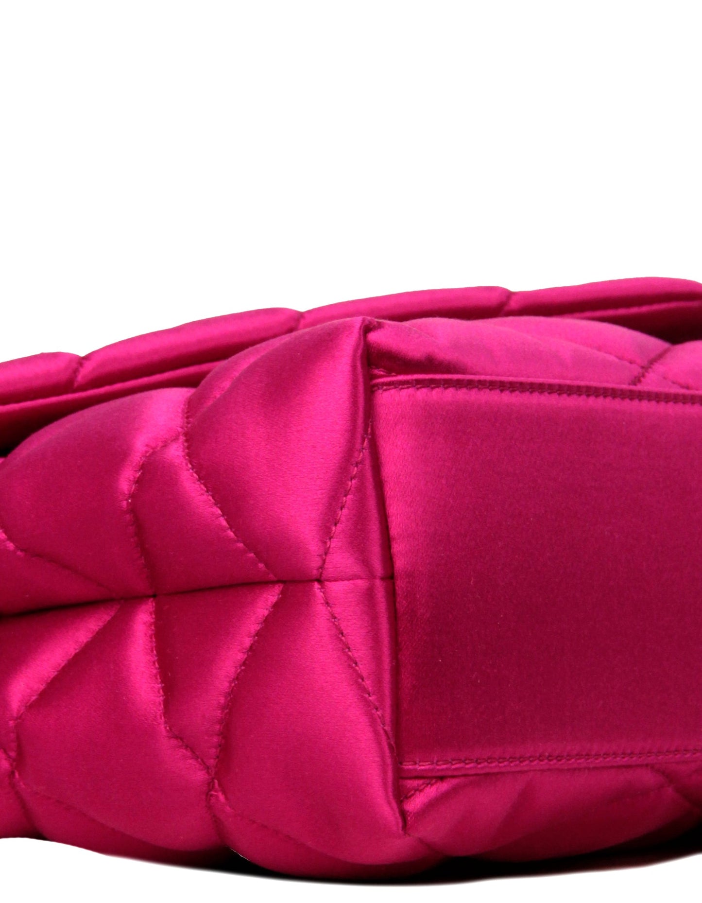 Saint Laurent Lipstick Fuchsia Pink Satin Quilted Large Sade Clutch Bag.