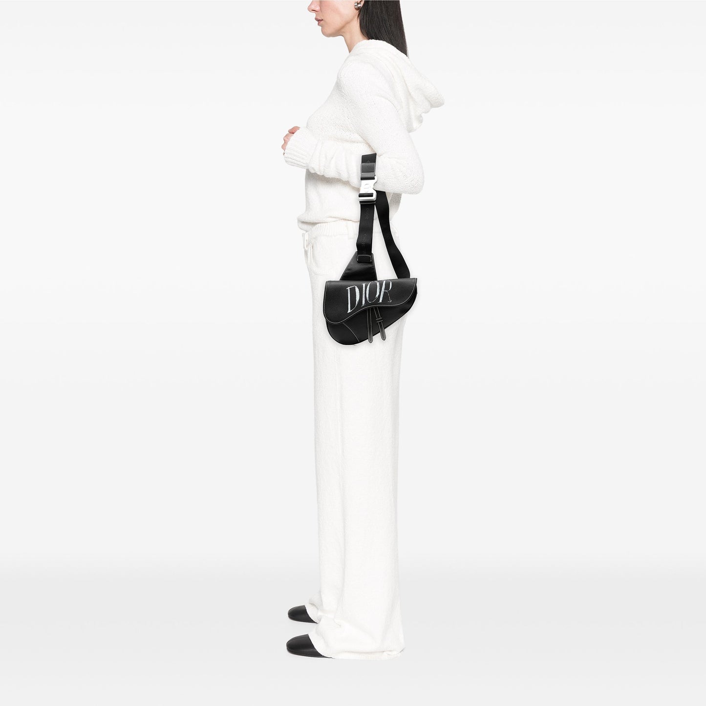 Black Dior Alex Foxton Grained Calfskin Saddle Bag