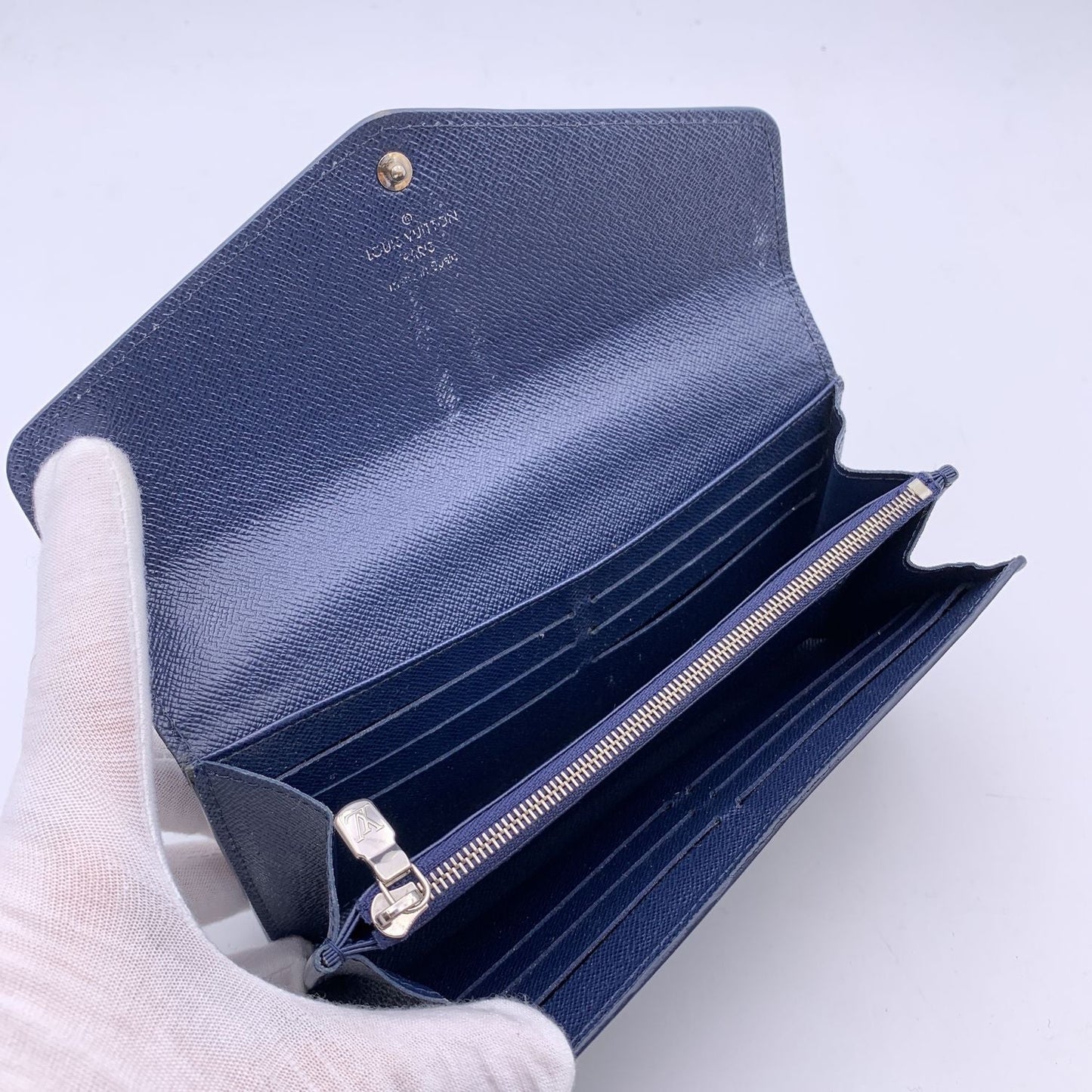 LOUIS VUITTON Blue Epi Leather Long Flap Continental Sarah Wallet
