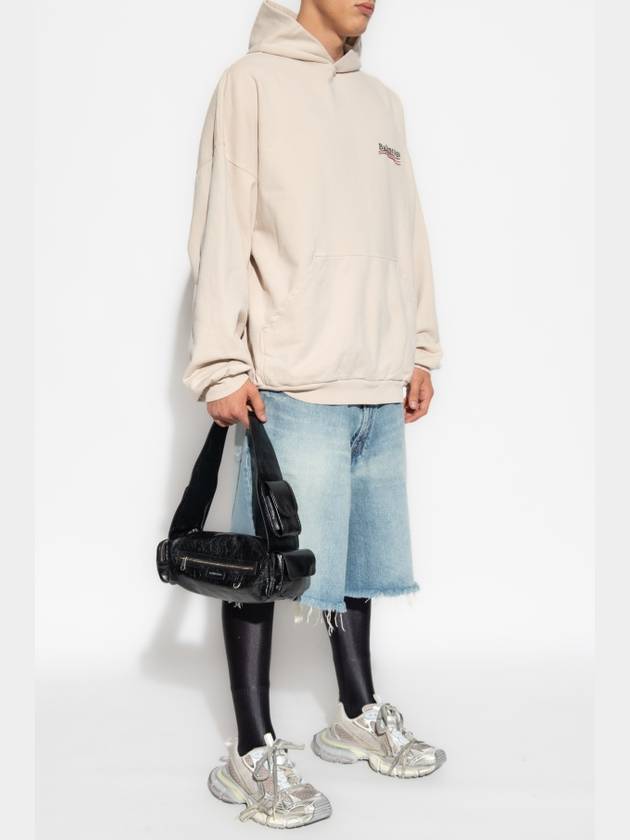 Luxury Balenciaga Trending 2026 Embroidered Logo Cotton Hoodie Beige