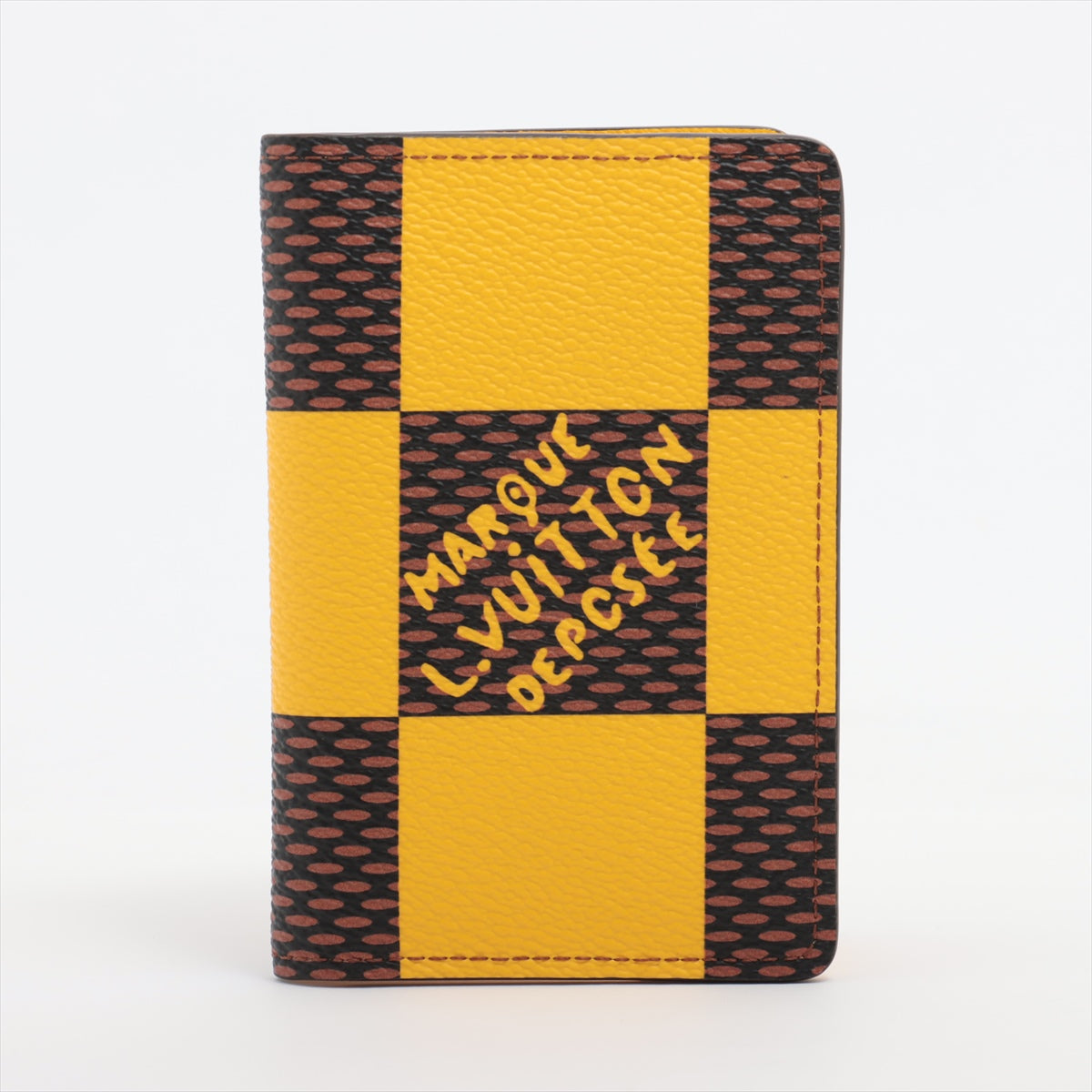 Louis Vuitton Damier Organizer Do Push N40596 Brown x Yellow Card Case