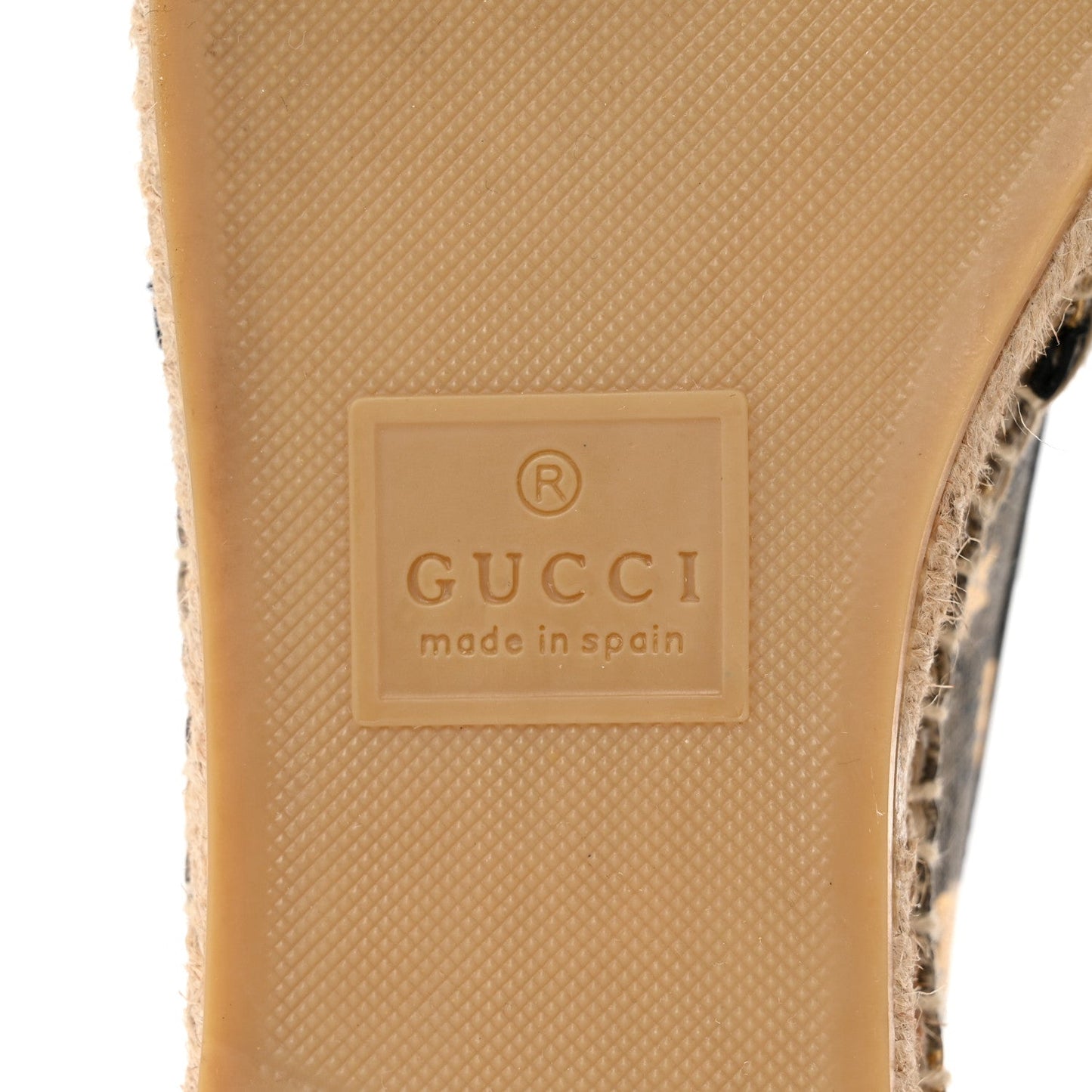 Gucci GG Supreme Monogram Bees Espadrille Flats 38.5 Beige Ebony Oro Black
