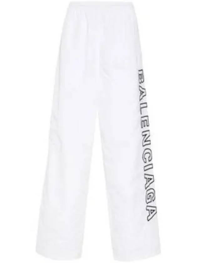 Luxury Balenciaga Trending 2026 Embroidered Logo Polyester Wide Track Pants White