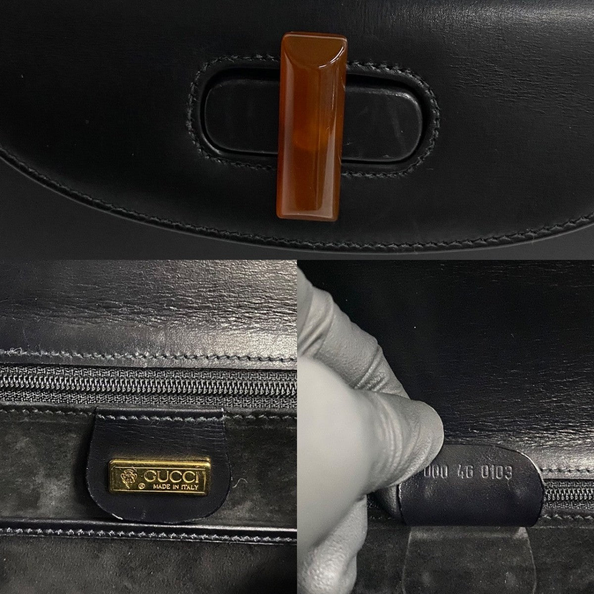 GUCCI Handbag leather black