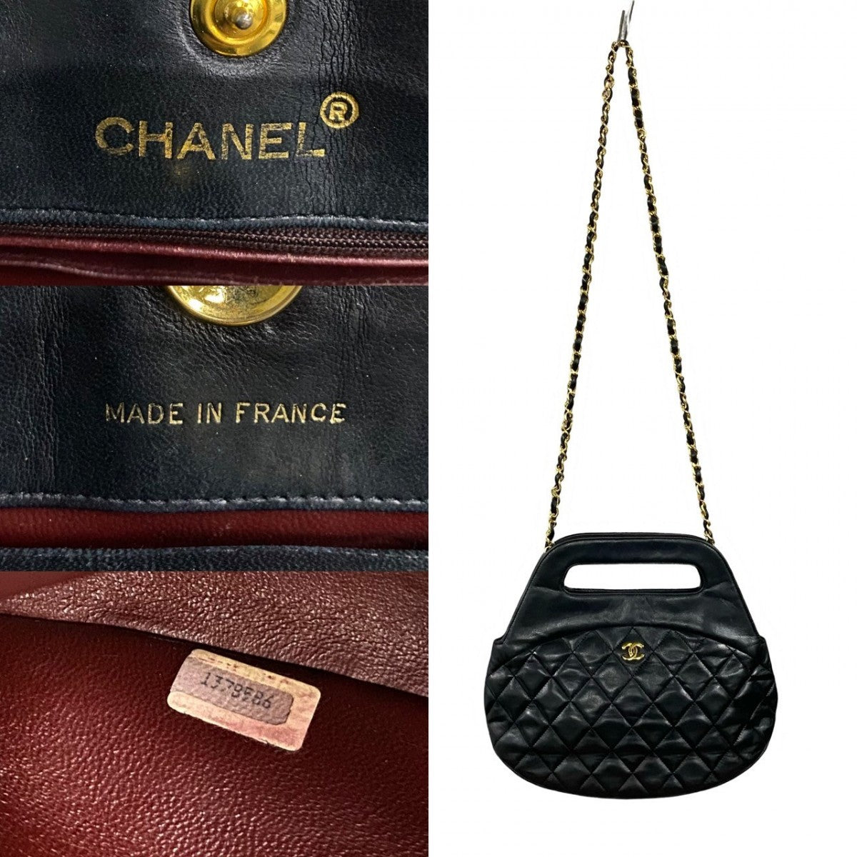 CHANEL Shoulder Bag lambskin black COCO Mark Matrasse Women