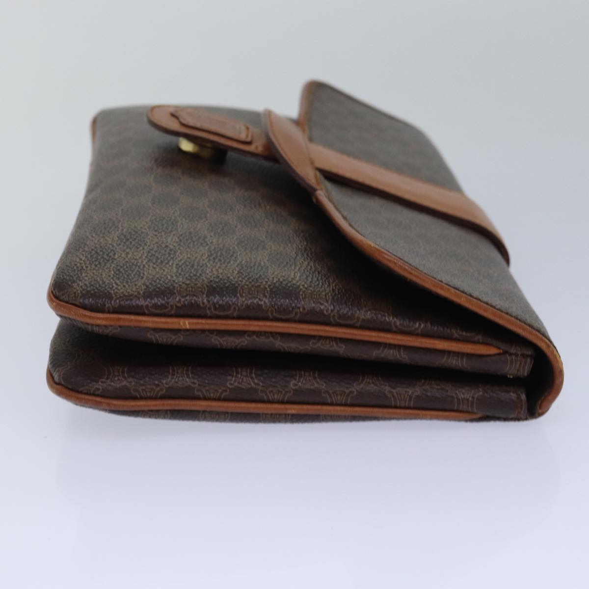 Luxury CELINE Macadam Canvas Clutch Bag PVC Leather Brown 80936