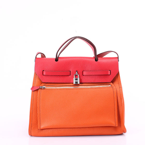 Luxury Hermes Herbag H1090 2way Orange