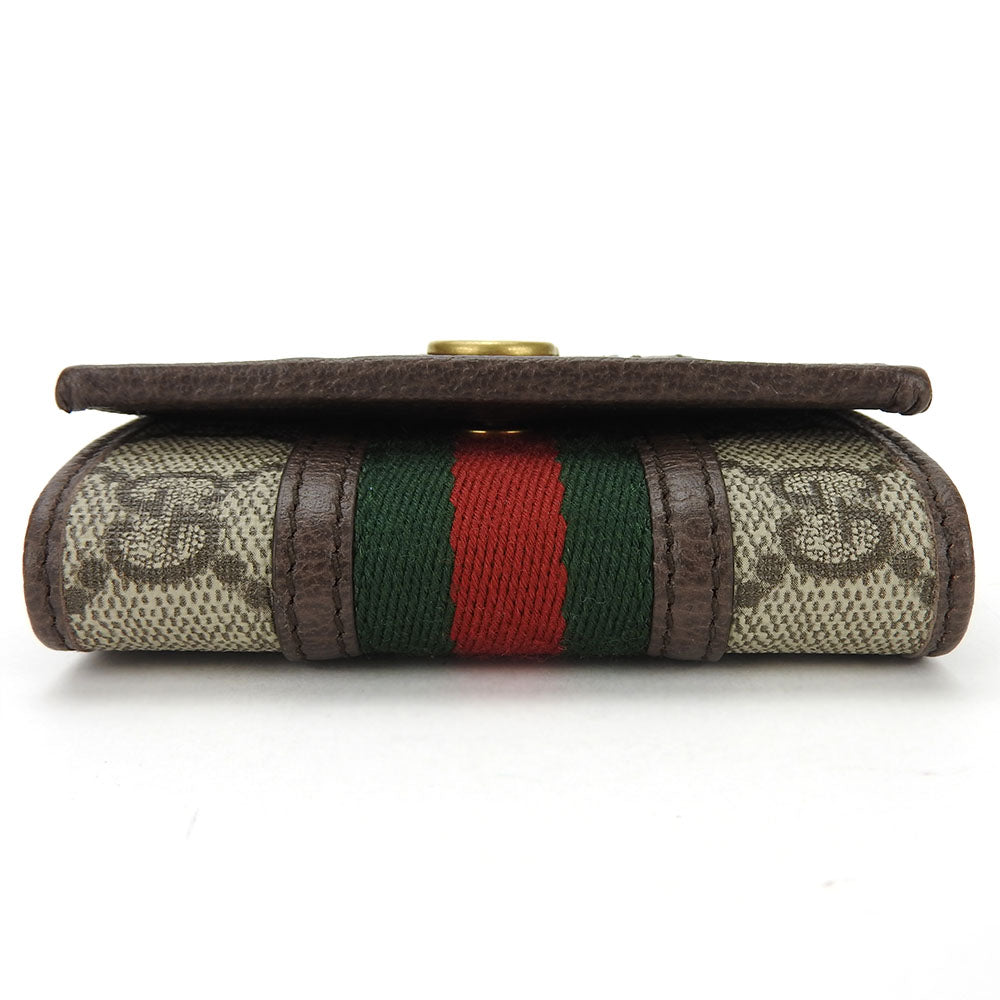 GUCCI Key case Key holder 603732 GG Supreme canvas, leather beige Off deer unisex(Unisex)
