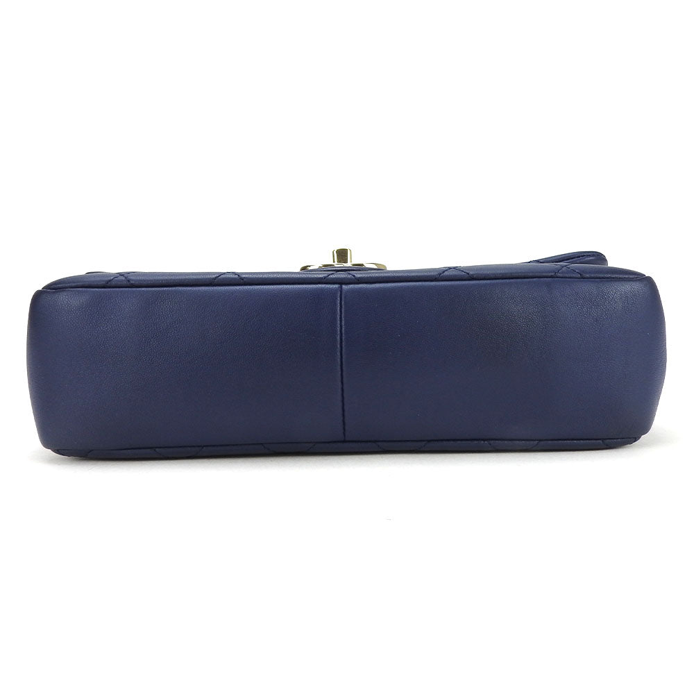 CHANEL Shoulder Bag lambskin Navy Matrasse