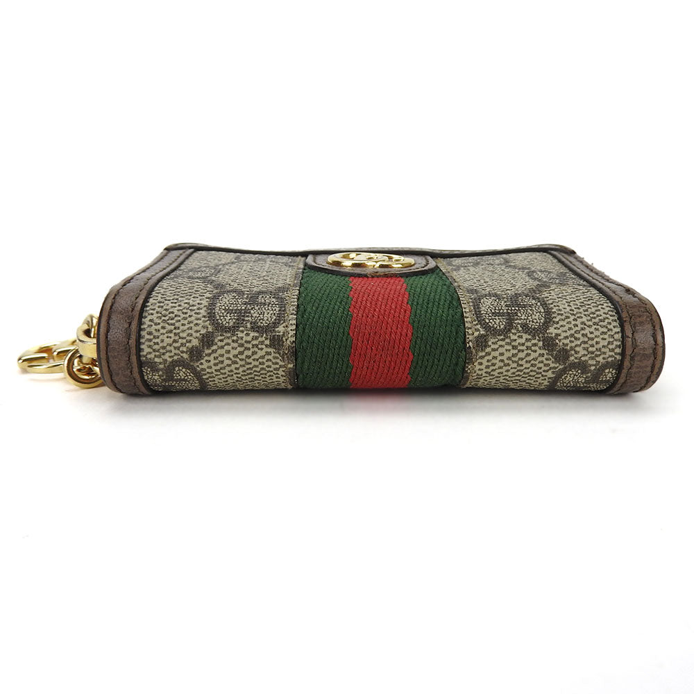 GUCCI Key case Key holder 523157 GG Supreme canvas, leather beige Sherry line Off deer unisex(Unisex)