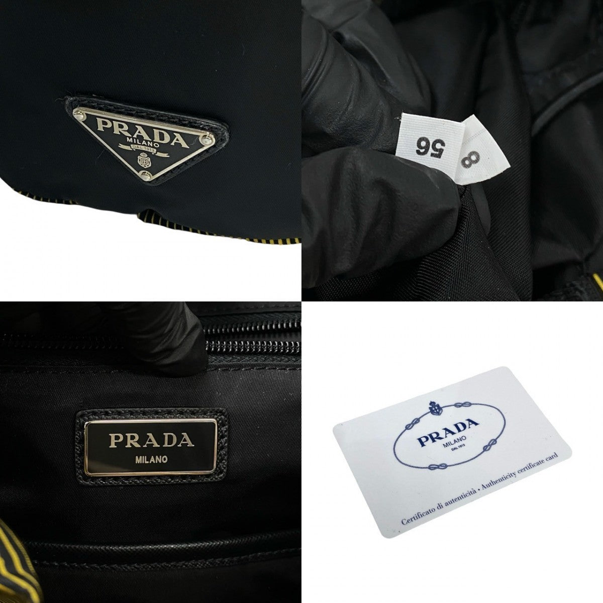 PRADA Backpack Leather, Nylon yellow PRADA logo Metal mens