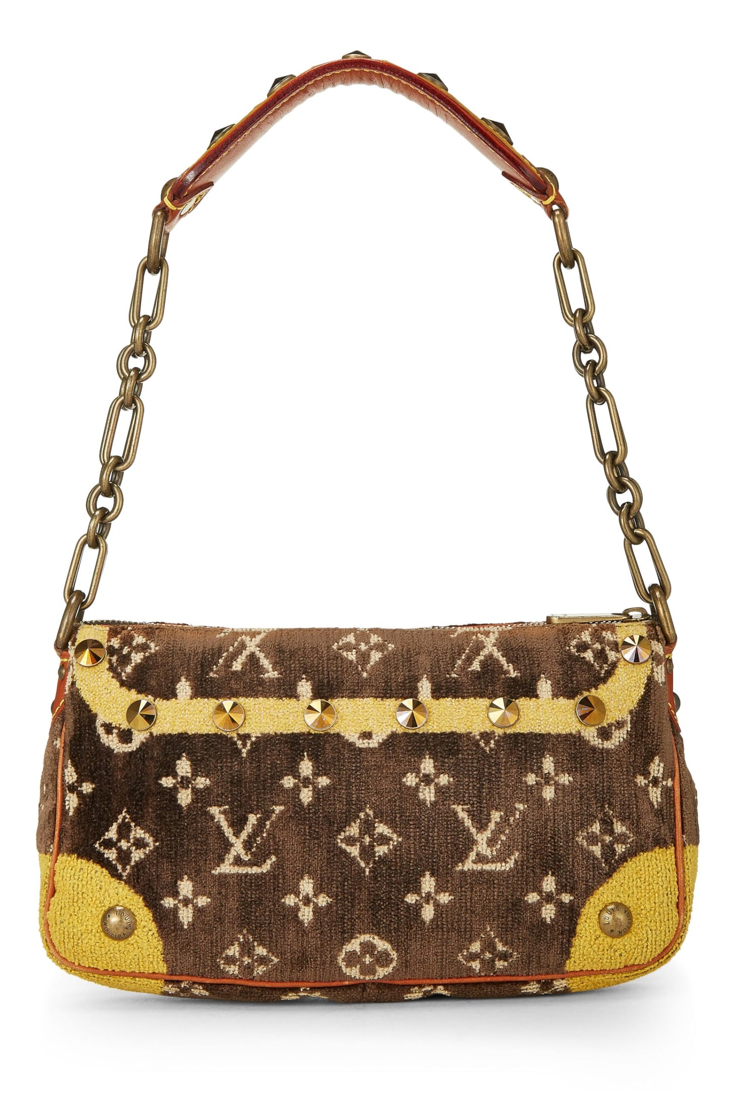 Louis Vuitton, Brown & Yellow Velour Trompe L'oeil Pochette Accessories, Brown