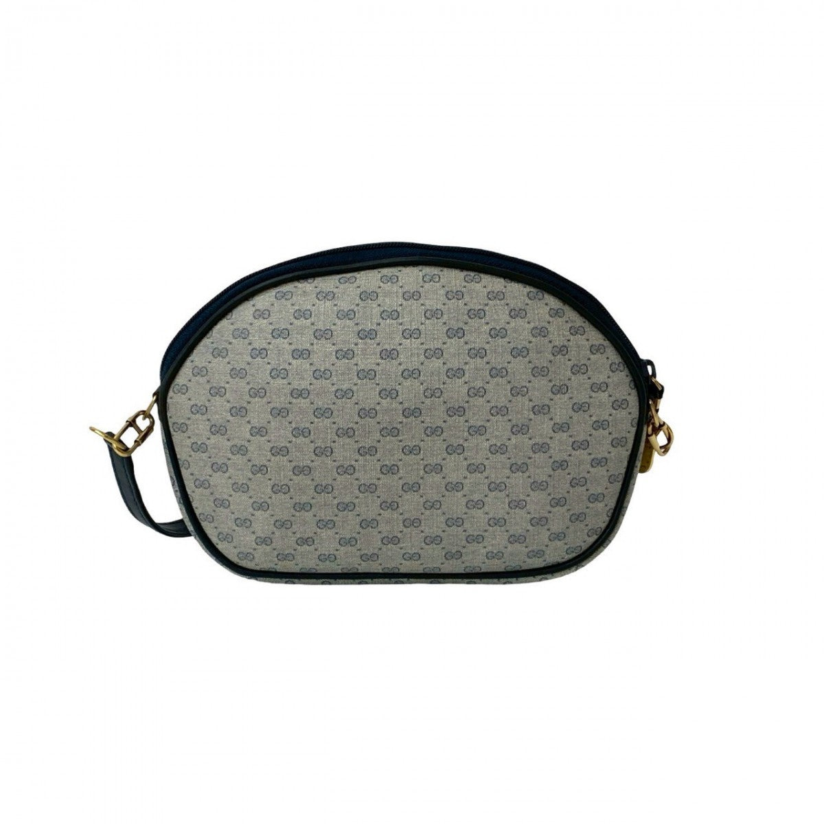 GUCCI Shoulder Bag Leather, PVC Navy Micro GG logo Metal Women