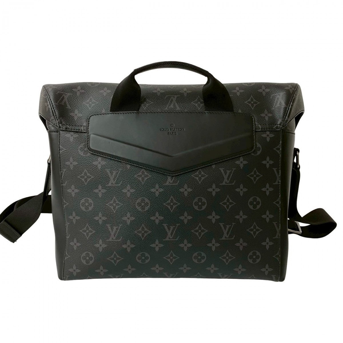 LOUIS VUITTON Shoulder Bag leather black Monogram Eclipse Messenger Voyage MM