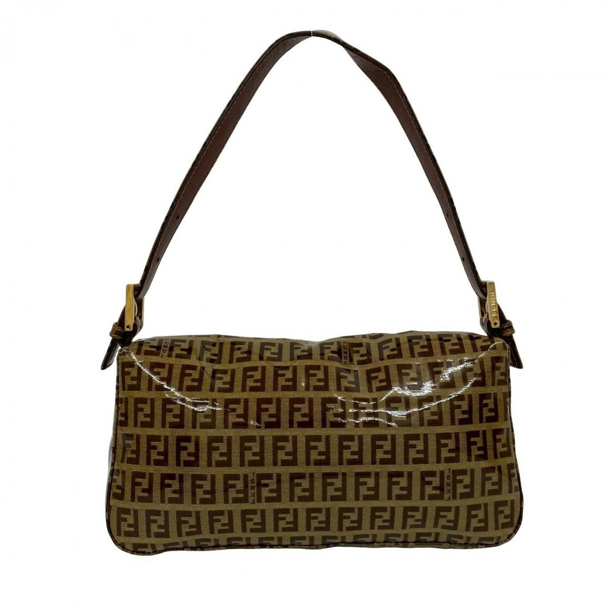 FENDI Shoulder Bag Leather, PVC Brown Zucchino FF Pattern Mamma Bucket Women