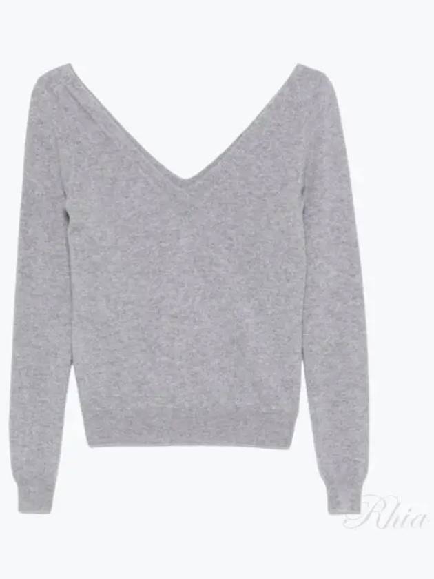 Luxury Saint Laurent Trending 2025 V-Neck Cashmere Knit Top Grey