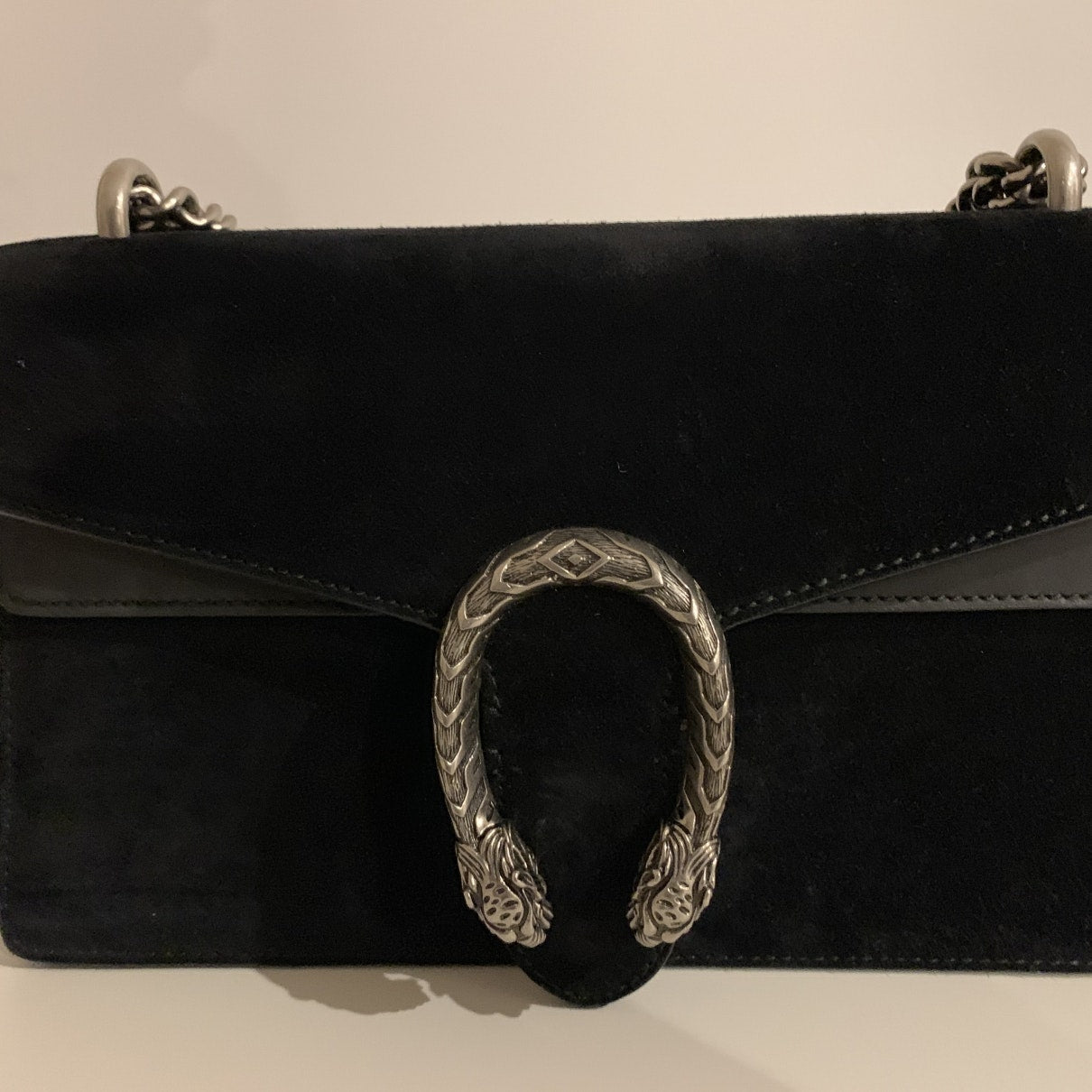 Gucci dionysus black suede handbag