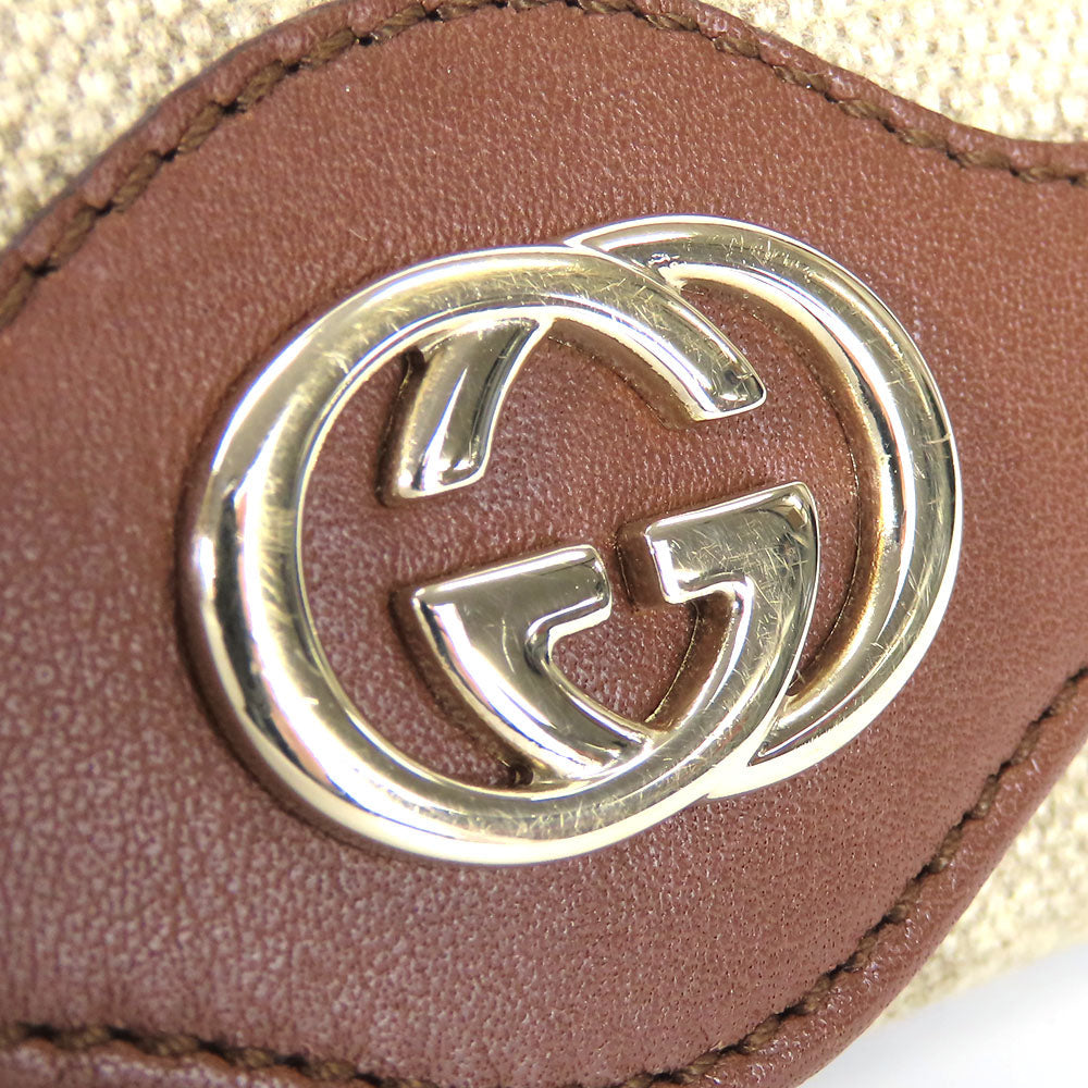 GUCCI Key case Key holder 282432 GG Canvas, Calfskin beige Interlocking Women